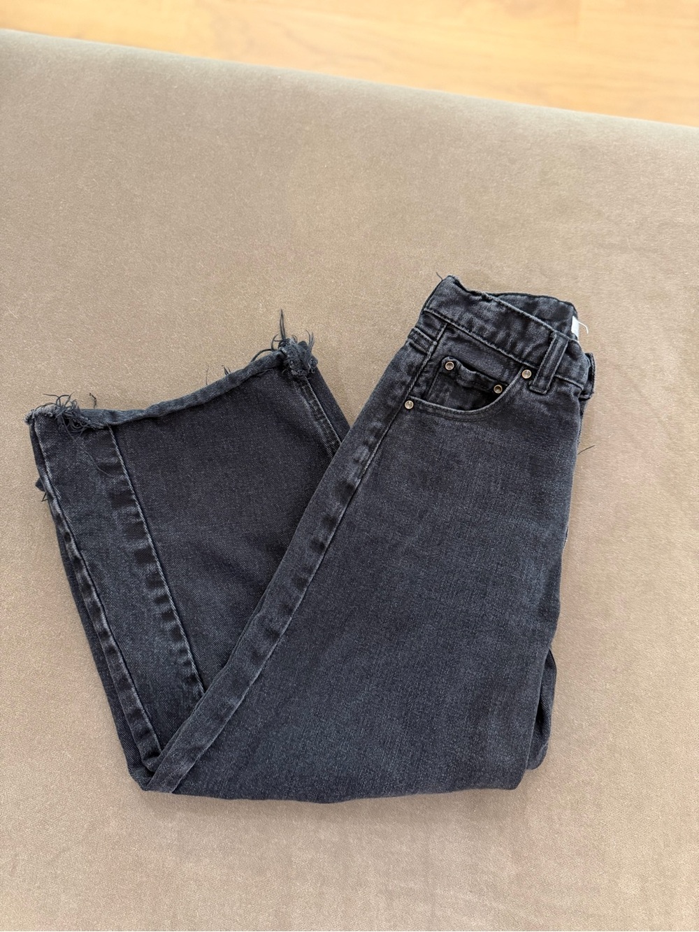 Kids Black Frayed-Hem Jeans